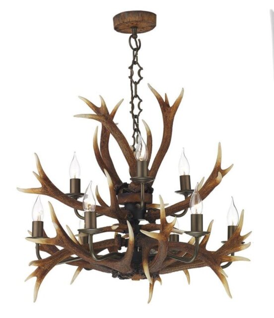 David Hunt Lighting ANT1329 Antler 9 Light Tiered Ceiling Pendant in Rustic Finish