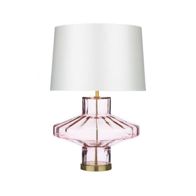 David Hunt Lighting VIE4303+TAP4016 Vienna Table Lamp In Pink Glass With Swan Shade