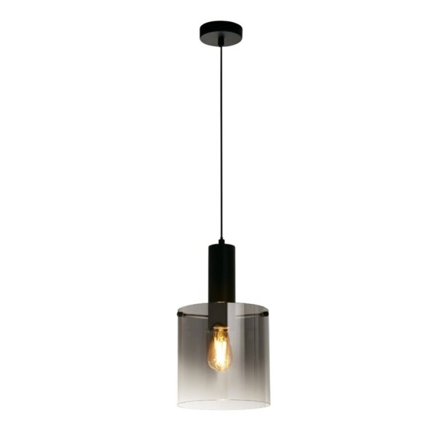 Searchlight Sweden Ceiling Pendant Light In Matt Black With Smoked Ombre Glass 88910-1BK