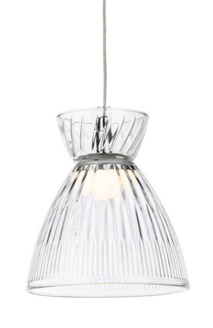 Firstlight 6840CHCL Royale LED Ceiling Pendant Light In Chrome With Clear Ribbed Glass