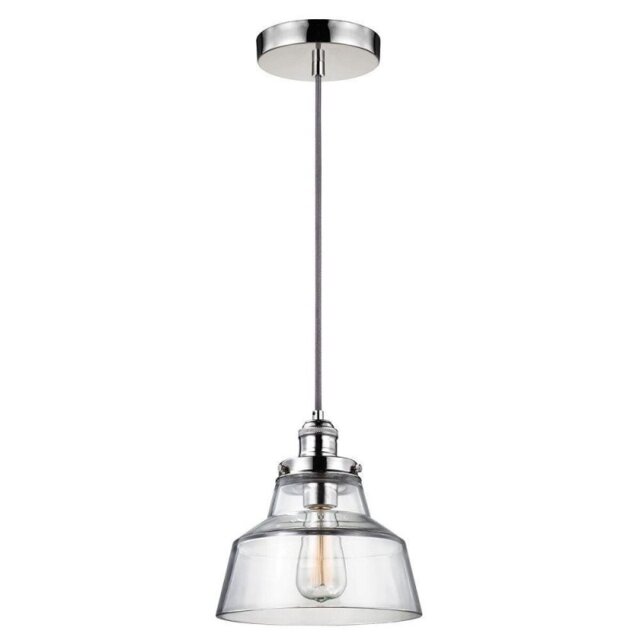 FE/BASKIN/P/A PN Baskin 1 Light Large Ceiling Pendant In Polished Nickel - Dia: 254mm