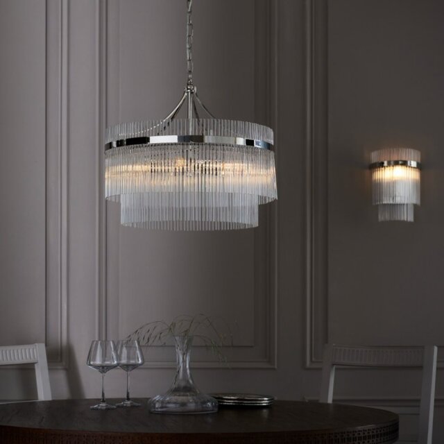 Endon 104112 Marietta 5 Light Ceiling Pendant Light In Bright Nickel With Clear Glass