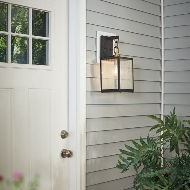 Quintiesse QN-LAHDEN2-M-WZC Lahden Medium Outdoor Wall Lantern In Weathered Zinc Finish IP44