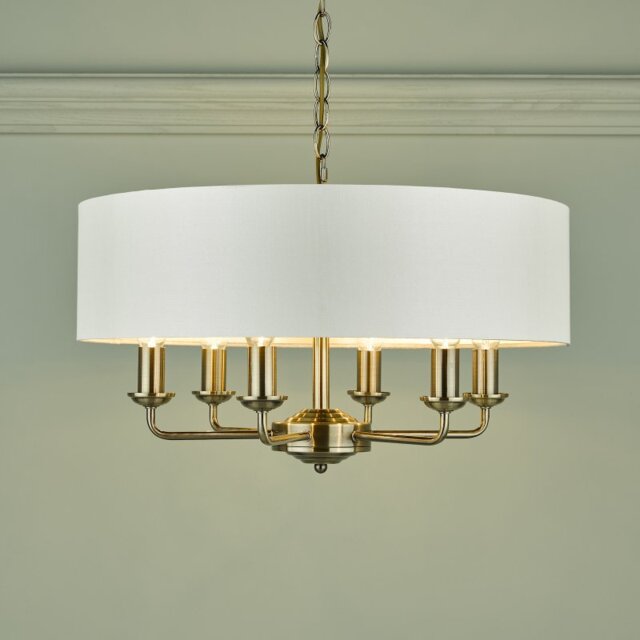 Laura Ashley Sorrento Antique Brass 6 Light Armed Fitting Ceiling Light with Ivory Shade