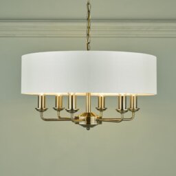 Laura Ashley Sorrento Antique Brass 6 Light Armed Fitting Ceiling Light with Ivory Shade