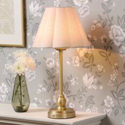 Laura Ashley Erin Rechargeable Table Lamp In Matt Antique Brass Finish With Shade LED LA3756704-Q