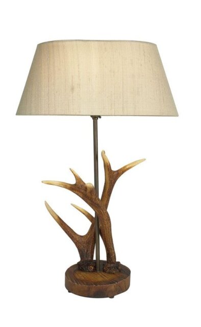 David Hunt Lighting ANT4129 + LEX1501/WH Antler Table Lamp Taupe/White Shade