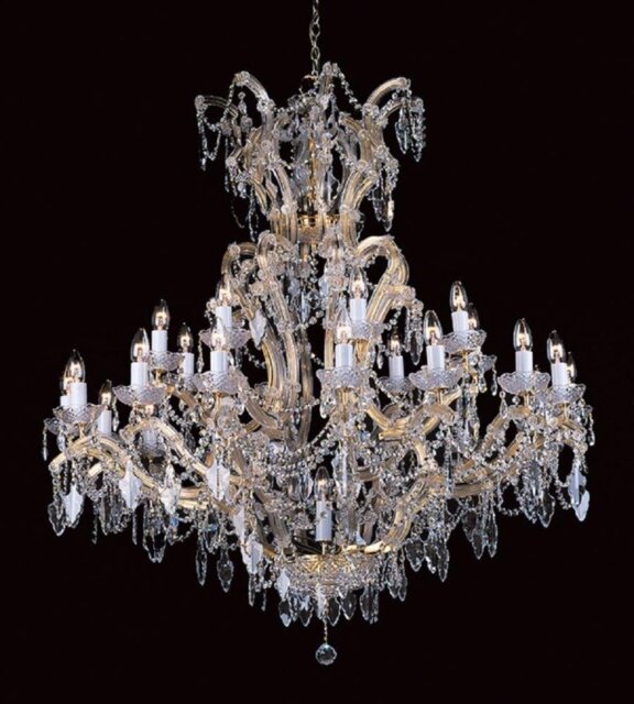 Impex CP04424/24+1 Crystal Preciosa 25 Lt Crystal & Gold Chandelier