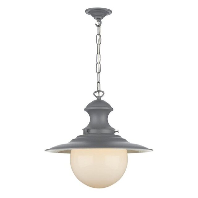 David Hunt Lighting EP39 Station Lamp In Lead Grey With Opal Glass