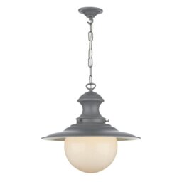 David Hunt Lighting EP39 Station Lamp In Lead Grey With Opal Glass