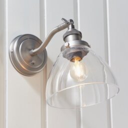 Endon 91739 Hansen Wall Light In Brushed Silver Finish With Clear Glass