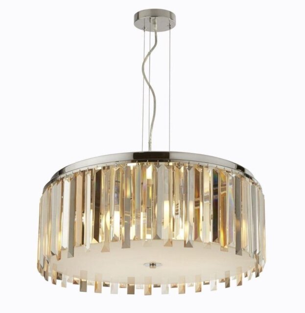 Searchlight 9835-5CC Clarissa 5 Light Round Ceiling Pendant Light In Chrome And Glass