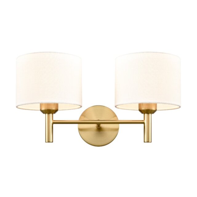 Franklite Barolo 2 Light Wall Light In Aged Brass With Off White Shades FL2471-2
