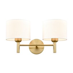 Franklite Barolo 2 Light Wall Light In Aged Brass With Off White Shades FL2471-2
