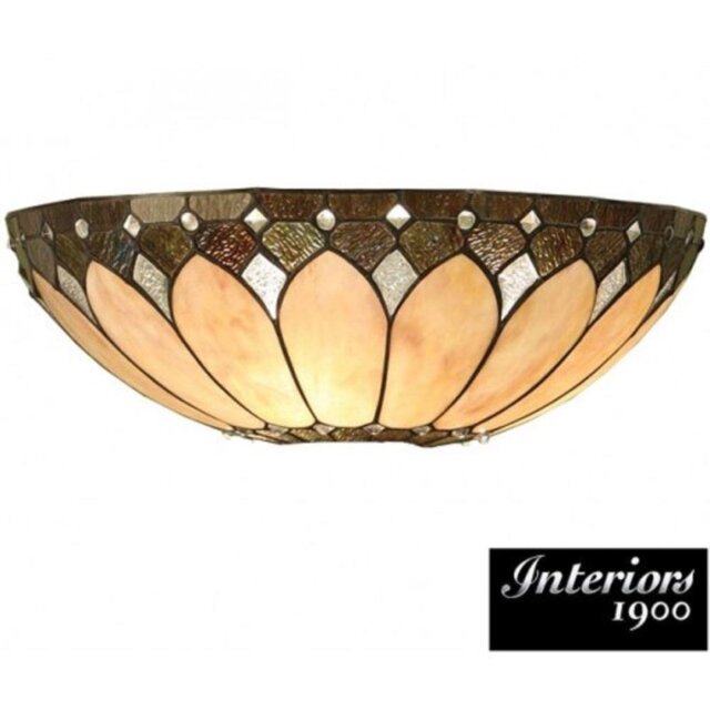 Interiors 1900 63973 Brooklyn Tiiffany 2 Light Large Flush Ceiling Light In Cream