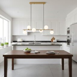 Firstlight 6912BB Lando 6 Light Bar Ceiling Pendant Light In Brushed Brass Finish With Opal White Glass