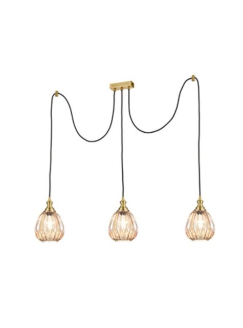 Marcella 3 Light Cluster Bar Ceiling Light In Amber Glass Finish F2428-3/353