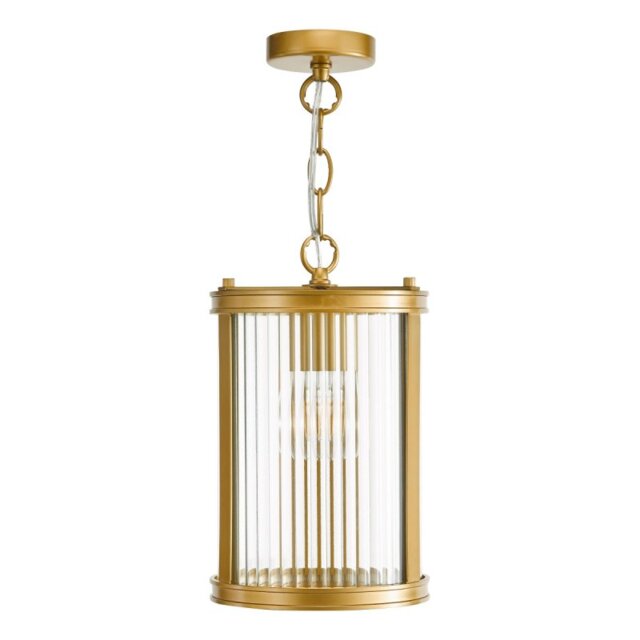 Dar Lighting Bianka Ceiling Pendant Light In Bronze With Ribbed Glass