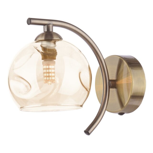 Dar Lighting Nakita Wall Light In Antique Brass With Champagne Dimpled Glass NAK0775-16