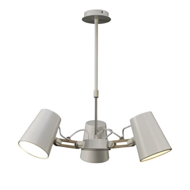 Mantra M3771 Looker 3 Light Telescopic Pendant Light In White And Beech Wood
