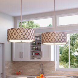QZ/BROWNLATT/P/L Brown Lattice 4 Light Copper Large Ceiling Pendant