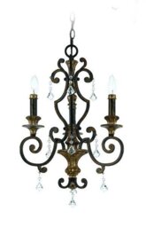QZ/MARQUETTE3 3 Light Crystal Drop Heirloom Chandelier