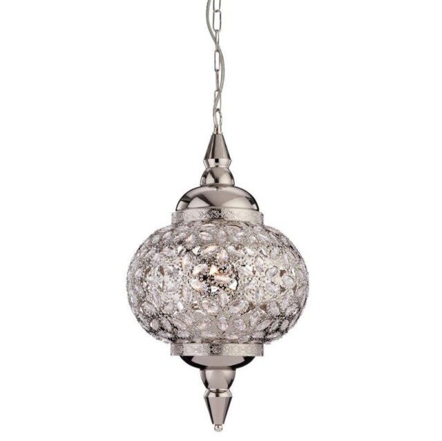 Firstlight 8648CH Taj One Light Ceiling Pendant Light In Chrome With Clear Acrylic Detail