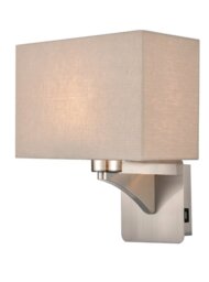 Franklite WB124/1180 Wall Light In Satin Nickel With USB Port And Shade W124/1180