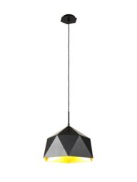 Eden 1 Light Ceiling Pendant In Matt Black And Gold Inner Finish