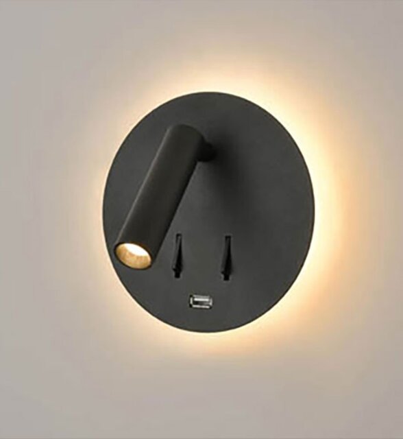 Franklite WB107 LED Reading 2 Light Wall Light In Matt Black Finish