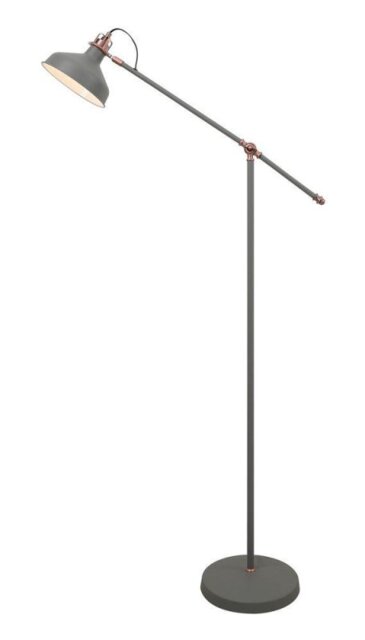 Ryde1 Light Adjustable Floor Light In Sand Grey, Copper And White