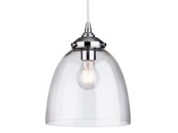 Firstlight 3727CH Seville 1 Light Ceiling Bell Pendant In Chrome With Clear Glass
