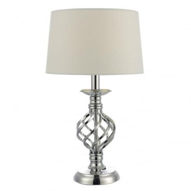 IFF4150 Iffley Small Touch Table Lamp In Polished Chrome With Ivory Silk Shade - H: 430mm