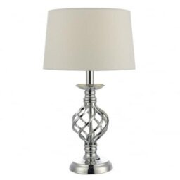 IFF4150 Iffley Small Touch Table Lamp In Polished Chrome With Ivory Silk Shade - H: 430mm