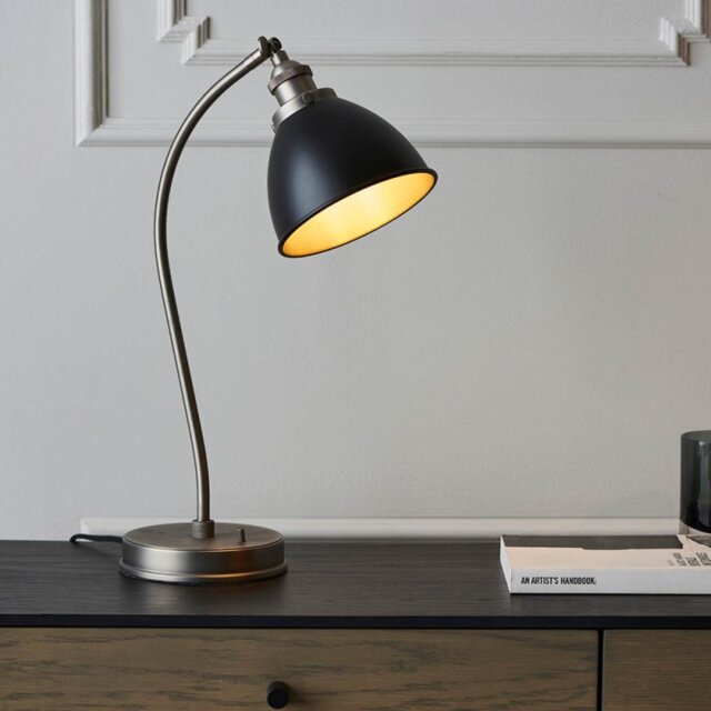 Endon 98752 Franklin Task Lamp In Aged Pewter and Matt Black Finish