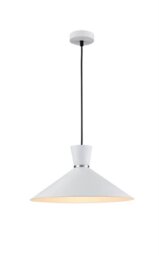 Franklite PCH213 Happy 1 Light Large Ceiling Pendant In Satin White - Dia: 400mm