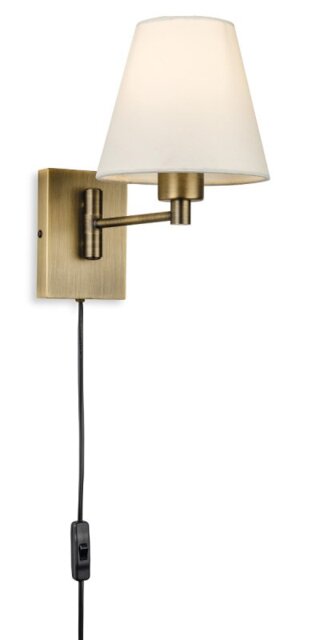 Firstlight 6891BZ Plug-in Switched Wall Light In Bronze Finish With Cream Shade