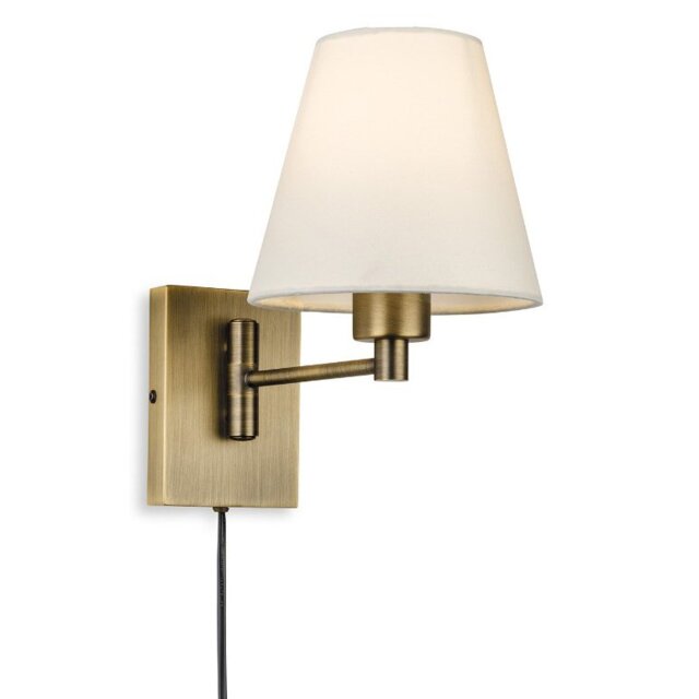 Firstlight 6891BZ Plug-in Switched Wall Light In Bronze Finish With Cream Shade