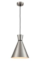 Franklite PCH210 Happy 1 Light Small Ceiling Pendant In Satin Nickel - Dia: 250mm