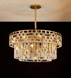 Italica 100 cm 3 Tier Round Pendant In Matt Gold Finish With Clear Glass