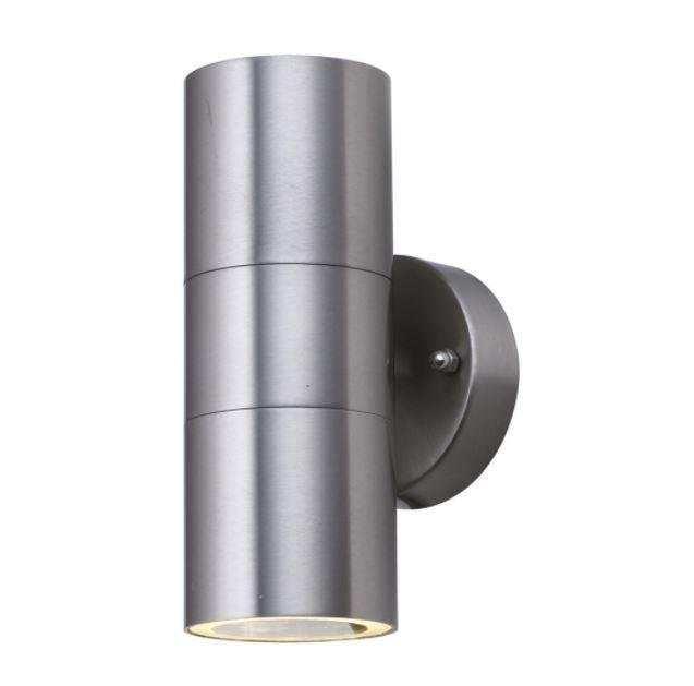 Searchlight 5008-2-LED Up / Down Wall Light With Clear Glass In Stainless Steel
