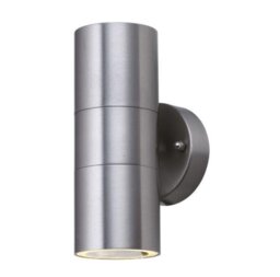 Searchlight 5008-2-LED Up / Down Wall Light With Clear Glass In Stainless Steel