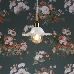 Laura Ashley Beca Small Ceiling Pendant With White Ceramic Shade And Antique Brass Detail