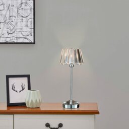 Laura Ashley Capri Crystal Glass Small Table Lamp In Polished Chrome Finish