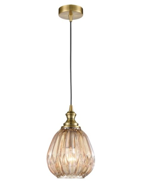 Marcella 1 Light Ceiling Pendant Light In Amber Glass Finish 18cm PH232/353