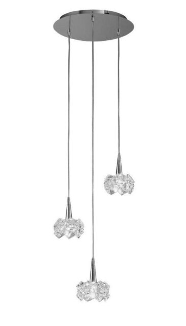 Mantra M3952 Artic 3 Light Round Pendant Light In Chrome With Clear Glass