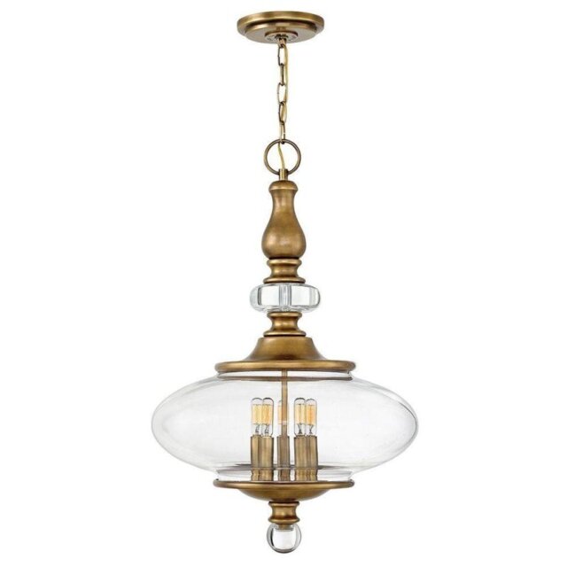 HK/WEXLEY/5PHB Wexley 5 Light Ceiling Pendant Light In Heritage Brass