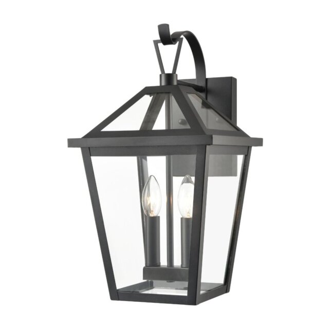 Franklite Dusk Outdoor 2 Light Hanging Wall Lantern In Matt Black Finish IP44 EXT6650
