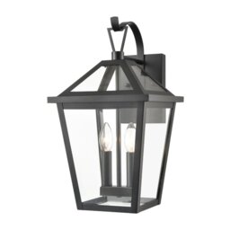 Franklite Dusk Outdoor 2 Light Hanging Wall Lantern In Matt Black Finish IP44 EXT6650