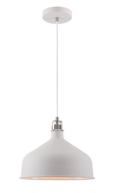 Ryde 1 Light Medium Ceiling Pendant In Sand White, Satin Nickel And White - Dia: 300mm